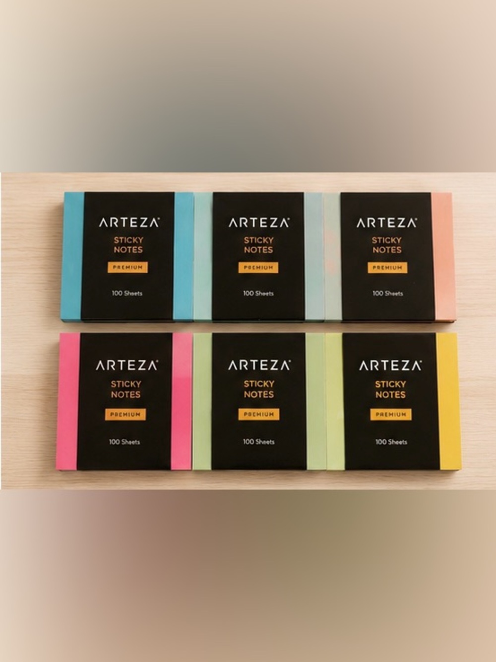 Arteza Premium Sticky Notes Set of 12 Pads 100 Sheets Each Multicolor Memo Notes - Picture 2 of 7